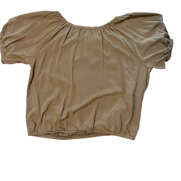 Bobeau Olive Green Puff Sleeve Peasant Top - Medium - Picture 4 of 7